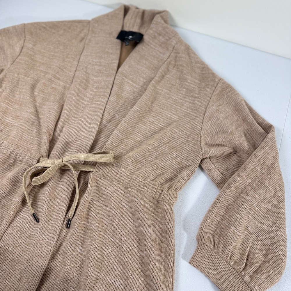 7 For All Mankind Womens Tan Marl Shawl Collar Drawstring Knit Cardigan Large